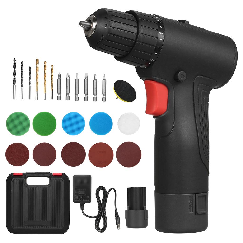 12V Brushless Drill Set, Efficient and Durable, with Multi-functional Accessories Black UK