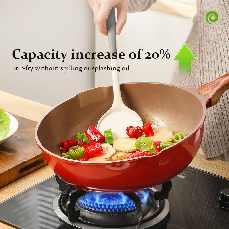 DONNOR Nonstick Ceramic Saute Pan with lid 12 Inch Anti-scalding Handle Cooker 5QT Capacity for Natural Gas / induction Cooker