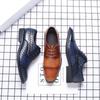 Men's Splicing Brogue Shoes Woven Grain Leather Dress Shoes Men Lace-Up Wedding Party Shoes Mens Business Office Oxfords Flats