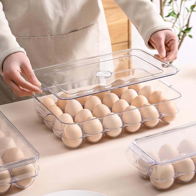 Egg Storage Box with Lid, Food-Grade Plastic, Kitchen Refrigerator Organizer