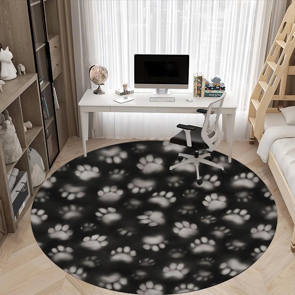 1pc Paw Prints Chair Carpet for Office, Non-slip, Soft and Durable Office Rug, Perfect for Office Yy251227162