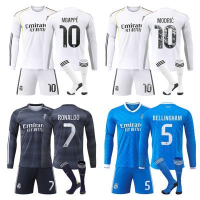 Long Sleeve Football Jerseys Real Madrid Home and Away Jerseys Adults Children