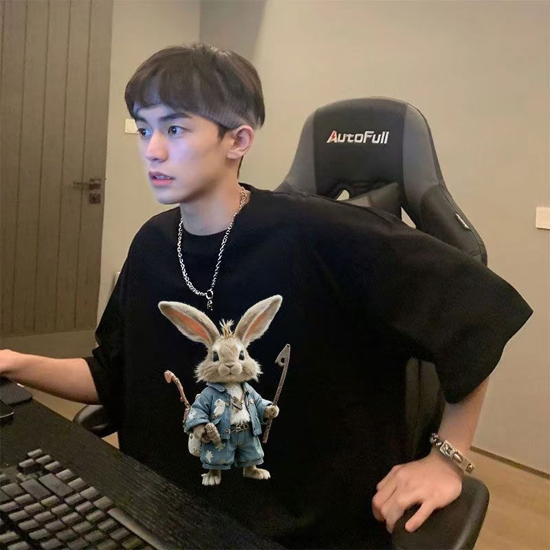 Summer new boys handsome short-sleeved t-shirt pure cotton loose round neck casual t-shirt top