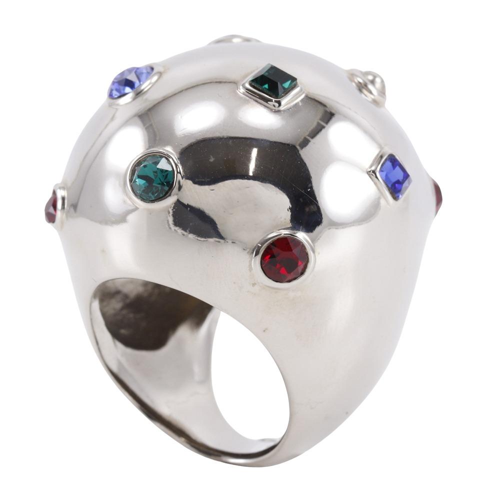 Louis Vuitton Bookle Dreille Ring Strass Cocktail Planet Rare Design multicolor/Rhinestone #6.8(US Size) 36.04g Unisex Used