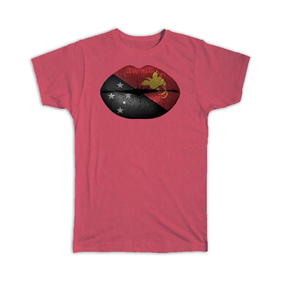 Gift T-Shirt : Lips Papua New Guinea Flag Guinean Expat Country For Her Woman 4XL