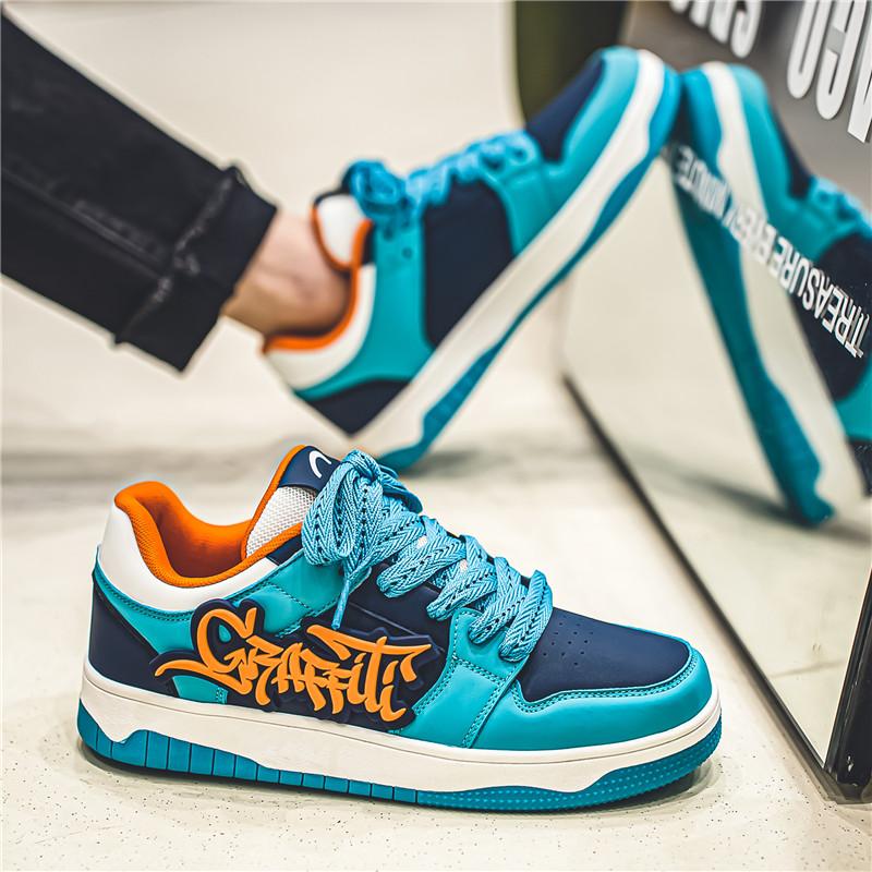 Módní modré designové skateboardové boty pánské streetwear hip hop tenisky pánské luxusní platformové skateboardové tenisky pánské basket homme