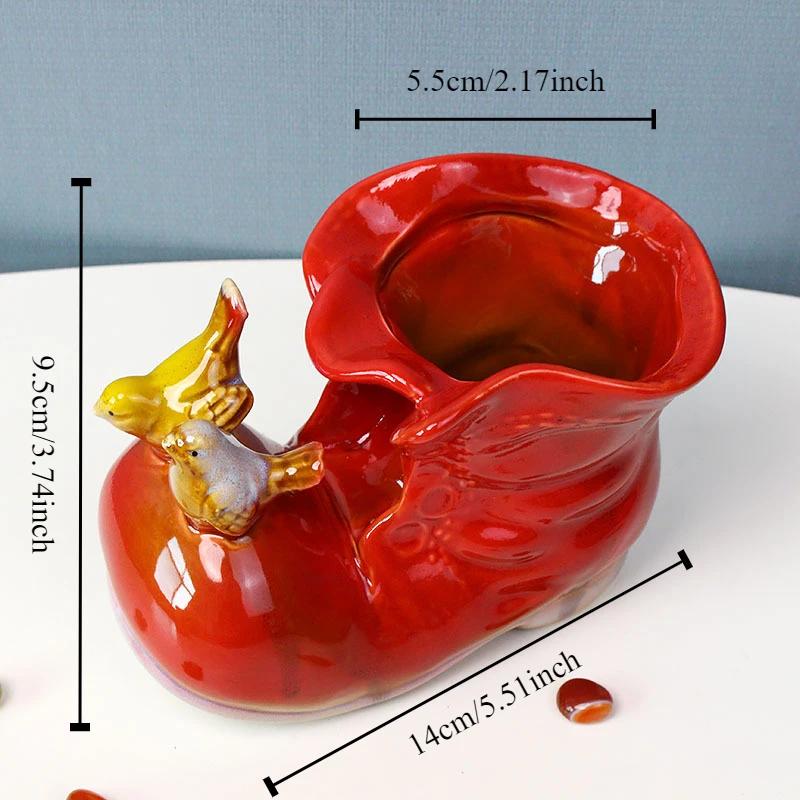 

Керамическое рукоделие Маленькие сапожки Форма обуви Цветочный горшок Ваза для цветов Контейнер для ручек Настольное хранение Горшок для посадки суккулентов Домашний декор