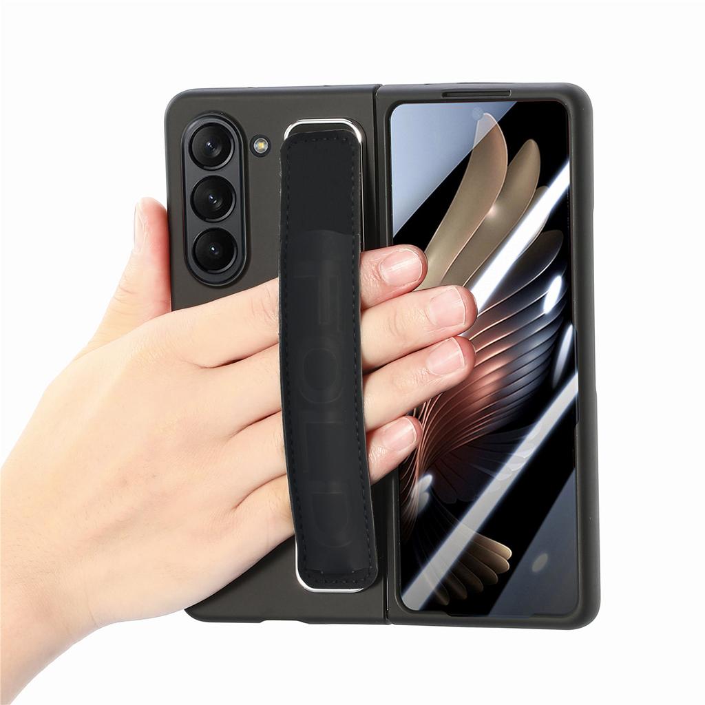 For Samsung Galaxy Z Fold6 5G Case Wristband Pen Slot Leather+PC Phone Cover with Screen Film