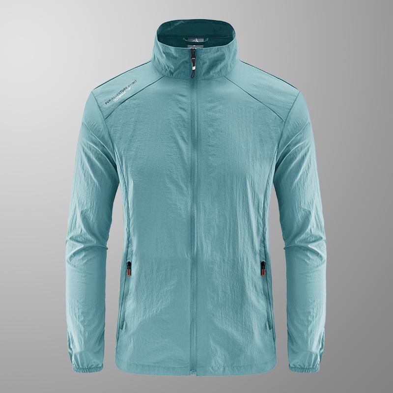 Summer 1011 men's ultra-thin breathable stand-collar UV protection jacket, fishing suit men's skin clothing live stream