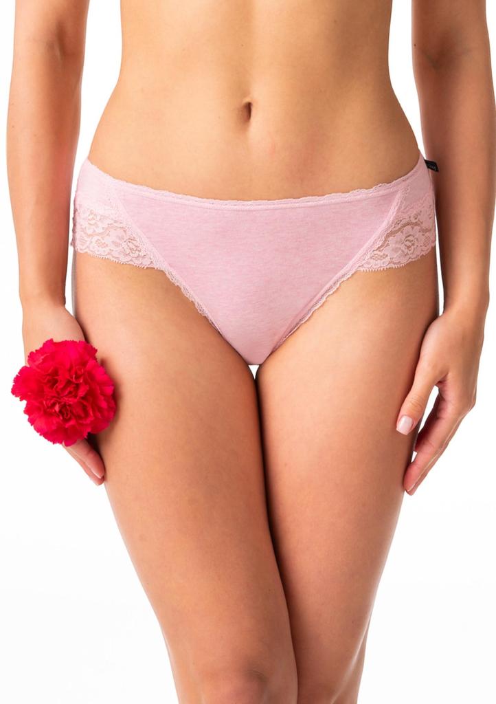 Figi damskie z bawełny (2 pack) o kroju midi bikini z koronką LPC 261 Key