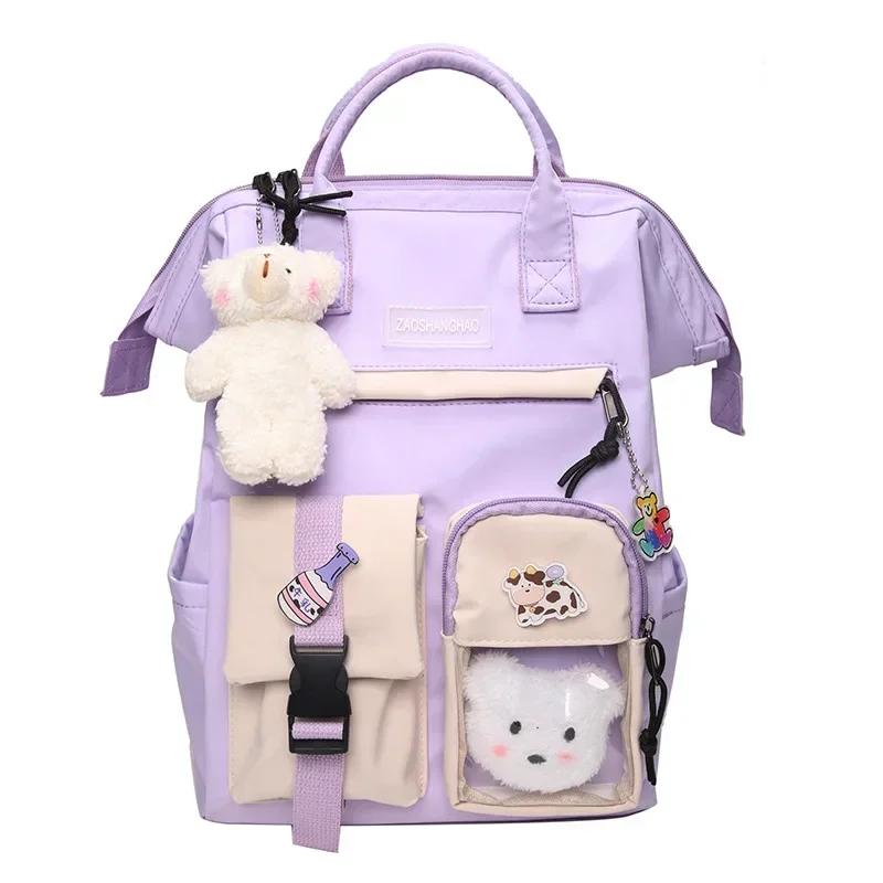 Backpack Women Candy Color Laptop Backpacks Cute Kawaii High School Bags for Teenage Girl Japanese Travel Camping Backpack