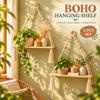 Cotton Rope Woven Wall Hanging Shelf, Boho Storage Rack for and Living Room Decor