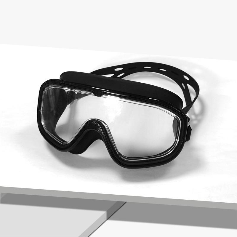 Swimming goggles, adult model, anti-fog, high-definition, transparent, large frame, professional swimming goggles, diving goggles Black large-frame swimmin