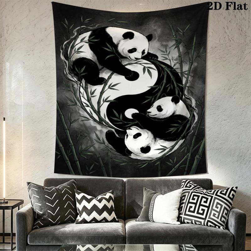 Bear and Panda Wall Tapestry Aesthetic Wall Hanging Printed Fabric Blanket Decorative Tapestries for Bedroom Living Room Home Decor