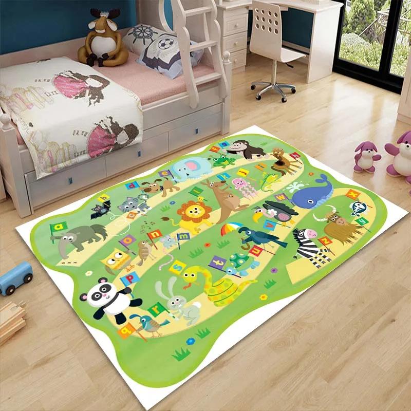 3D Cartoon Zoo Tiere Baby Krabbelmatte Teppich für Kinderzimmer Dekoration Kinderbereich Bodenmatte Bequemer Rutschfester Teppich Schnelle Lieferung