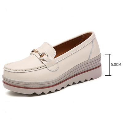 35-42 Women's Large Size 5-color Leather Pine Cake Bottom Women's Shoes, Feet Thick Soles Shake Shoes Women's Casual Shoes