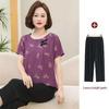 2026 Elegant Mother’s Two-Piece Summer Set: Chic Short-Sleeved Top for Middle-Aged & Elderly Women
