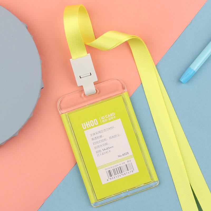 Transparent Acrylic ID Card Holder with Lanyard for Employees and Students