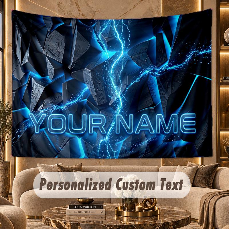 City Cyberpunk (185) Theme Personalized Tapestry Custom Name Text Wall Hanging Tapestry Home Background Decoration