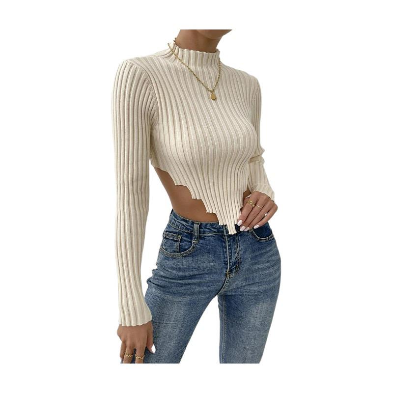 2025 New Style Women's Knitwear: Sexy Long Sleeve Short Sweater