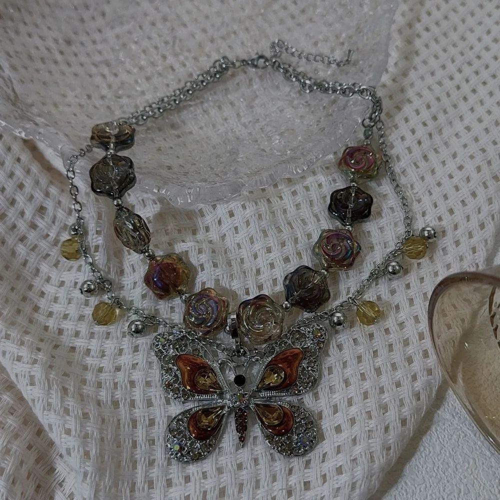 Vintage Inlaid Rhinestone Necklace Exaggerated Clavicle Chain  Girl