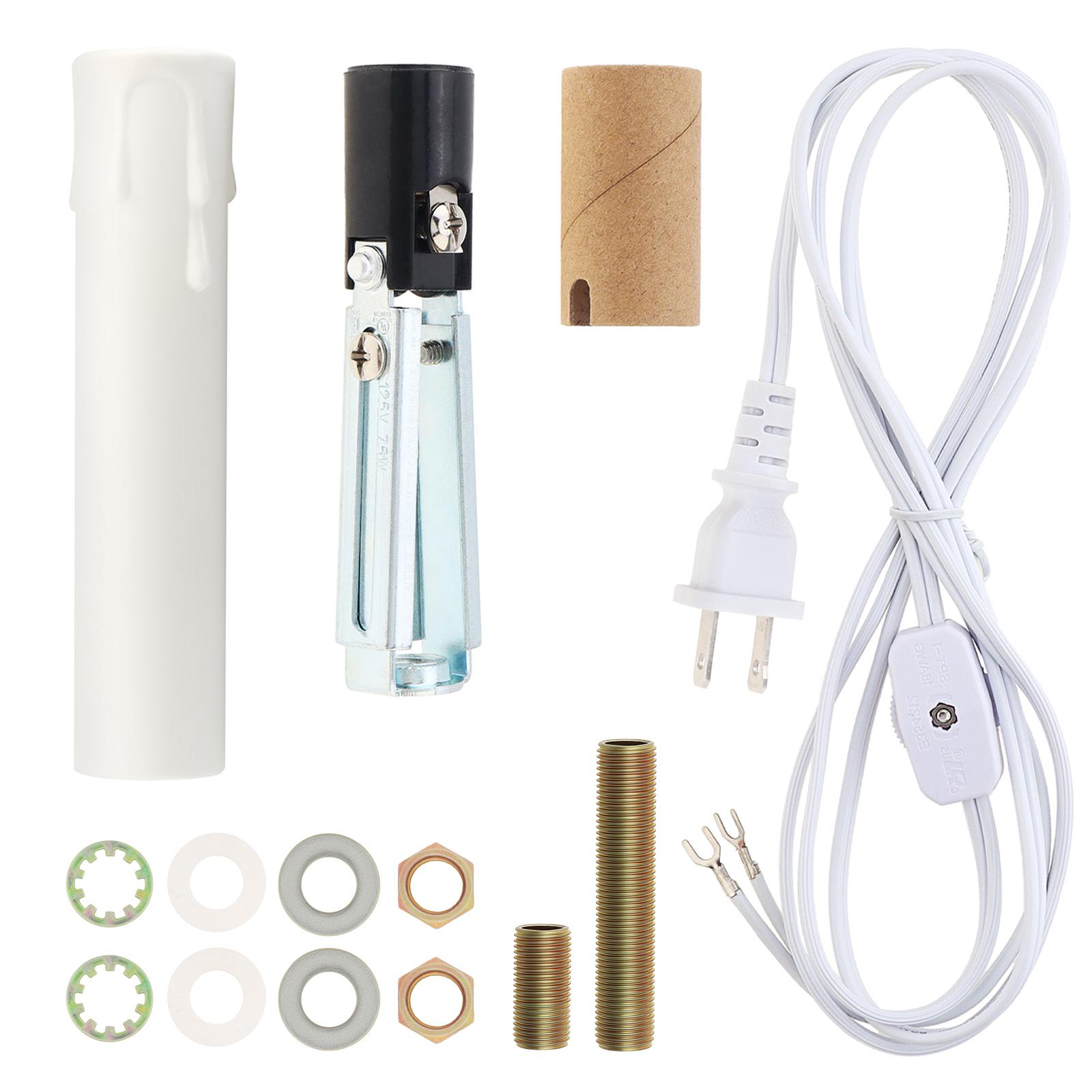 

E12 Candelabra Light Repair Socket Kit Heavy Duty Rewiring Set Night Light Replacement Easy Install Wiring Connectors