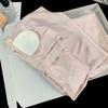 Women's Ice Silk Pajama Set: Built-in Bra, Silver Cinnamon Dog & Cat Top, Shorts & Long Pants