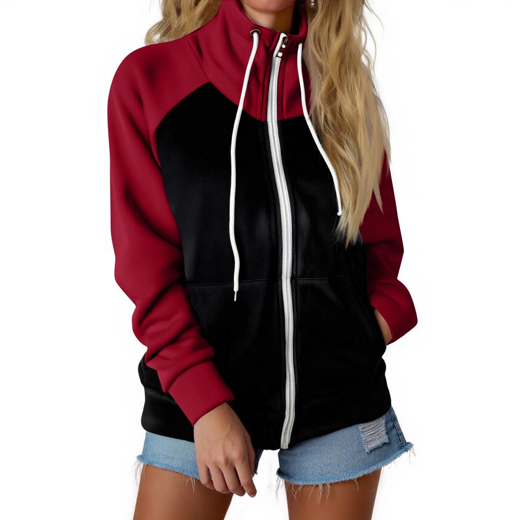 Women's Casual Loose Color Fleece Sweatshirt Top Jacket