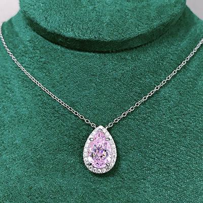 Neue Ästhetische Rosa/Gelb CZ Frauen Halskette Einfache Mode Birne Form Anhänger Temperament Weibliche Engagement Liebe Hals Schmuck