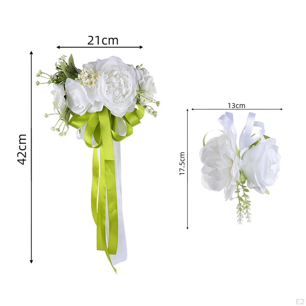 Conjunto de Flores e Decorações para Carro de Casamento Versátil para Suprimentos Acessório Resistente com 6 Pequenas & 1