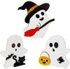Cute Ghost Halloween Decorations for Indoors Spooky Decorations Wooden Black Cat Bat Witch Broom Signs Pumpkin Blocks Decor