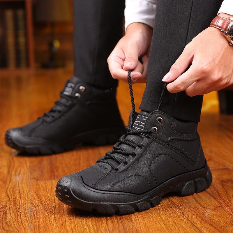 New Winter Men's Plus Velvet Sneakers Non-slip Water Proof Keep Warm High Boots