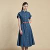 Belt Point Denim Short Sleeve Dress B6m4o622