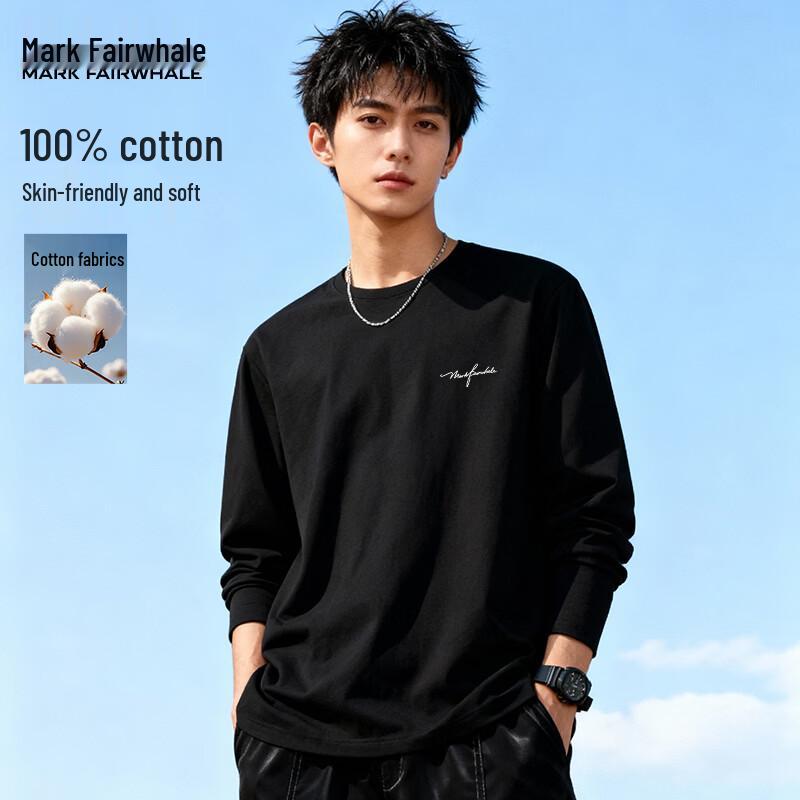 Mark Fairwhale Men's Cotton Long Sleeve Crew Neck T-Shirt