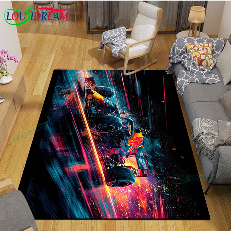 2026 Hot Fashion Racing Car Print Flannel Carpet Outdoor Rug Area Rug Non-slip Carpet Bedroom Decor Carpet for Kids Luxury Gift