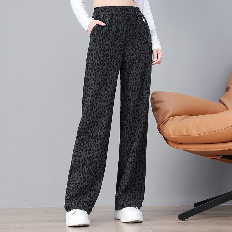 Leopard Print Wide-Leg Women s Pants - Spring/Autumn 2026 Collection 3XL