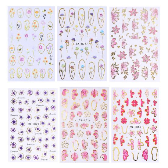 Floral Nail Art Stickers Self-adhesive Spring Summer Flower Pattern Women Manicure Decoration Decals Home Salon DIY Nail Supplies