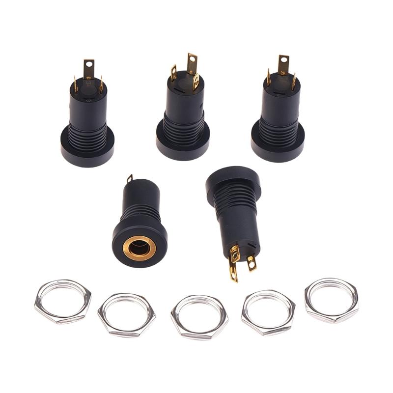 392A 3.5Mm Female Music Video Jacks Socket with Threaded Nut Design Flame Retardant Shell For Secure Installation 5Pcs
