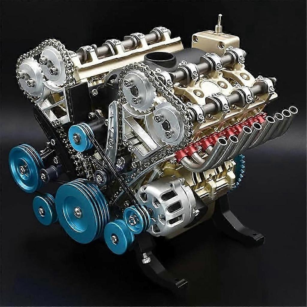 Kit Motore Modello per Adulti, Kit Modello Motore Auto in Metallo a 8 Cilindri, Kit di Assemblaggio Motore Auto Fai-da-Te in Resina