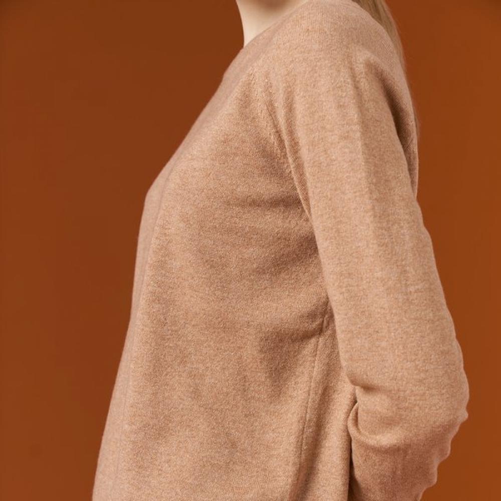 Dal Cashmere Pullover Camel Raglan Shoulder