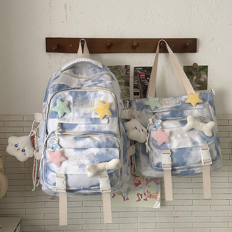 New High-value Personalized Graffiti Tie-dye Backpack, Lightweight and Large-capacity Backpack for Junior High School Students