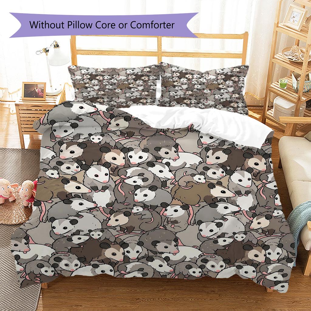 Cartoon Animal Art Pattern Bedding,Quilt Set Quilt Cover Pillowcase Home Birthday Gift (1 * duvet cover + 2 * pillowcase, without core)