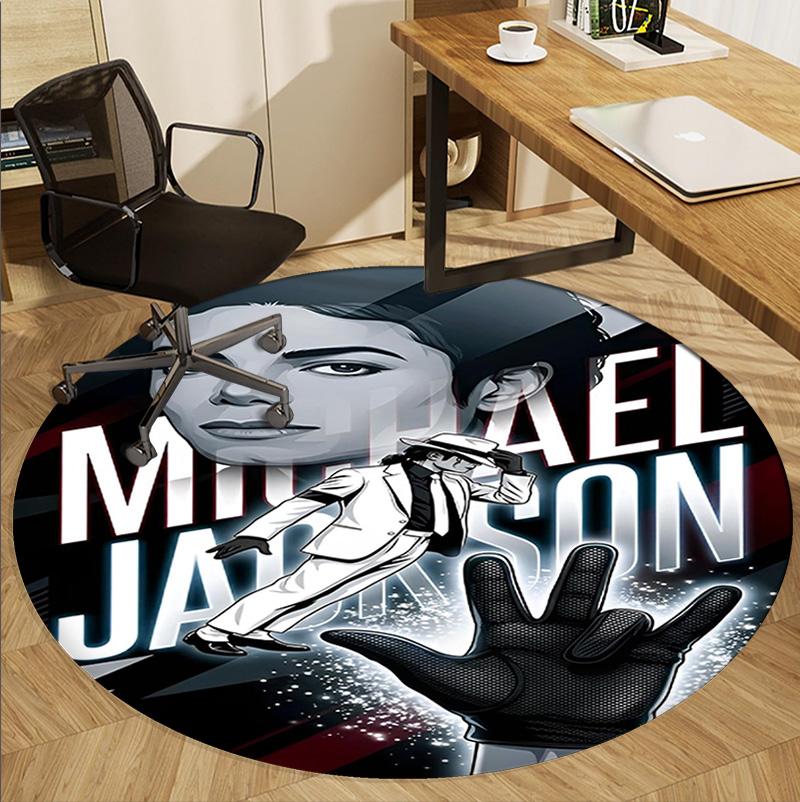 Kulatý koberec se vzorem Michaela Jacksona, Podložka do interiéru/exteriéru, na piknik, do herny, ložnice, kanceláře, obývacího pokoje, Dekorativní koberec do domácnosti, Dárek k narozeninám