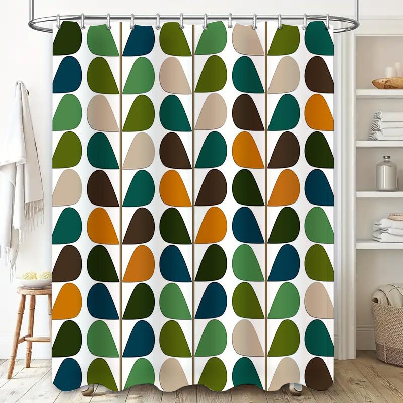 Shower Curtain Botanical Leaf Print Nature Themed Bathroom Decor Farmhouse Style Waterproof Fabric Backdrop Artistic Modern Desi
