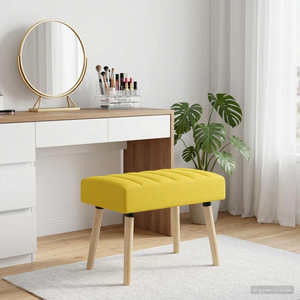 Channel Tufted Bench Light Yellow 60 X 40 X 45 Cm Fabric