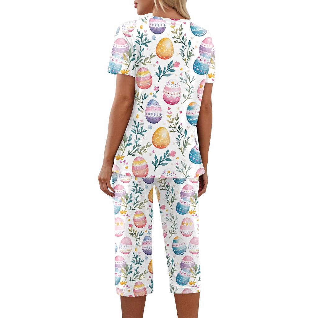 2 Piece Sets For Women Short Sleeve Top And Pants With Pockets Workout Soft  Print Sets