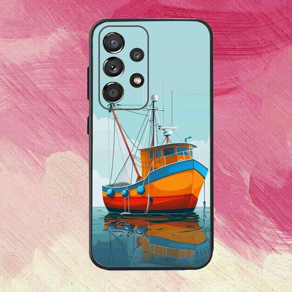 Segelboot S-Schiff Handyhülle Für Samsung S25,S24,S21,S22,S23,S30,Ultra,S20,Plus,Fe,Lite,Note,10,9,5G Schwarzes Cover
