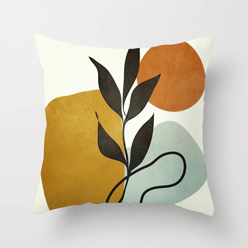 Home Decor Rainbow Pillowcase Modern Art Leaf Plant Geometric Cushion Cover Sofa   Abstract
