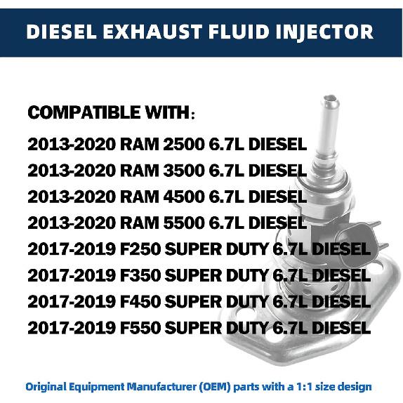 Diesel Exhaust Fluid Injector DEF Injector Compatible With Ram 2500 3500 4500 5500 6.7L 2013-2022 Ford F250 F350 F450 F550 Super Duty 6.7L Diesel