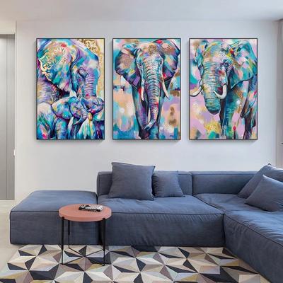 Painting On Canvas with Elephant, Abstract Posters and Prints with Animals, Graffiti, Colorful Wall Art Photos, Home Decor for the Living Room
